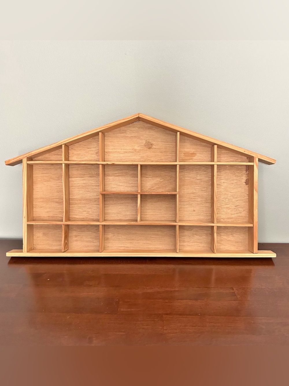 Vintage Wooden House Shelf Trinket Display Handmade Cottagecore Wall Shelf Curio
